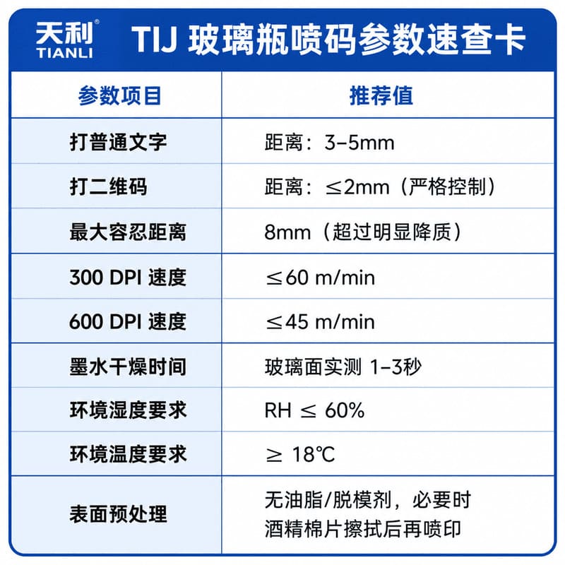 天利手持喷码机玻璃喷码参数