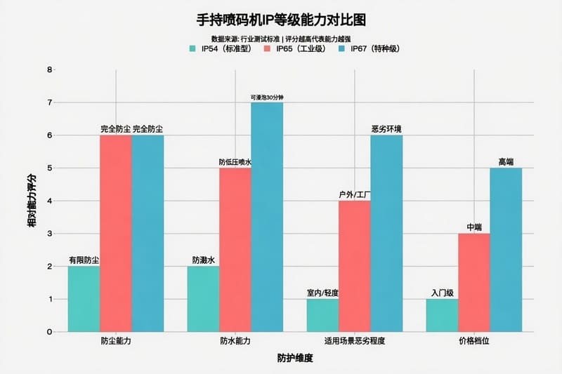 天利手持喷码机IP等级对比图